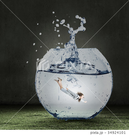 Businesswoman under water Businesswoman under water 34924101