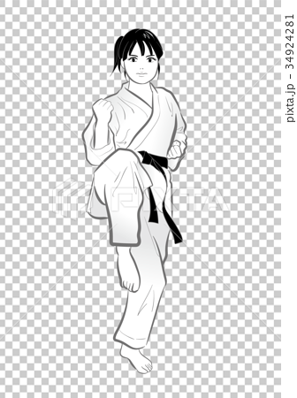 Premium Vector | A cartoon illustration of a karate boy karate pose with  cute face hand drawing vector