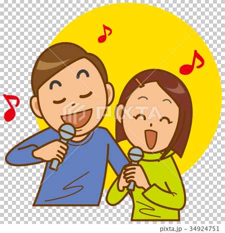 Image illustration of a couple having fun karaoke 34924751