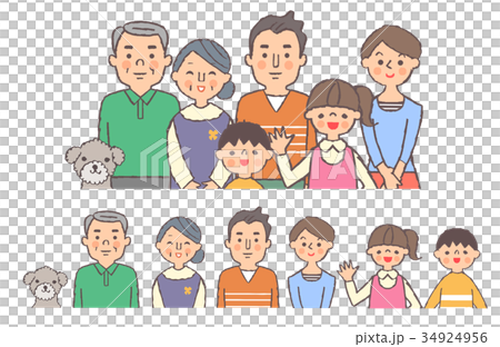 笑顔の三世代家族　 34924956