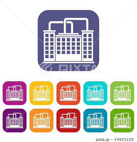 Plant building icons set Plant building icons set 34925229