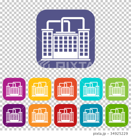 Plant building icons set Plant building icons set 34925229
