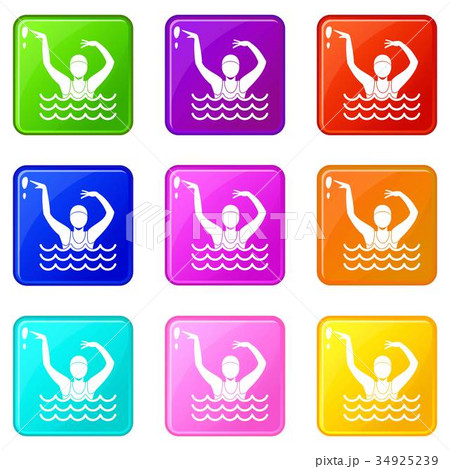 Swimmer in a swimming pool set 9 34925239