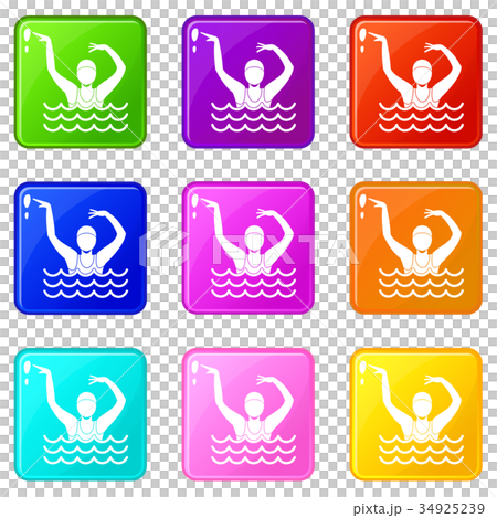 Swimmer in a swimming pool set 9 34925239