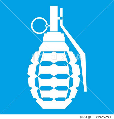 Hand grenade, bomb explosion icon white 34925294