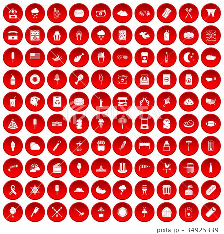 100 street food icons set red 100 street food icons set red 34925339