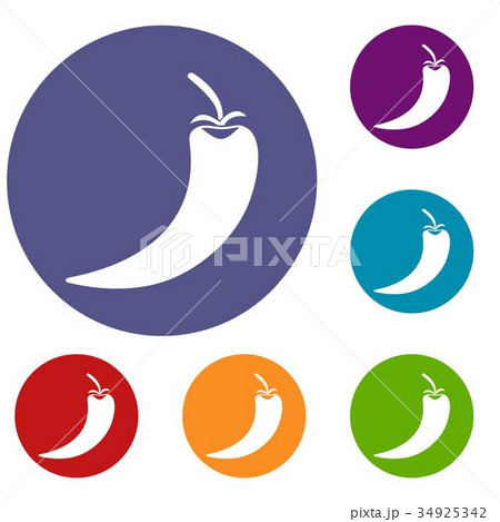 Hot chili pepper icons set 34925342