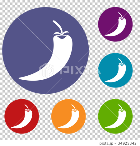 Hot chili pepper icons set 34925342