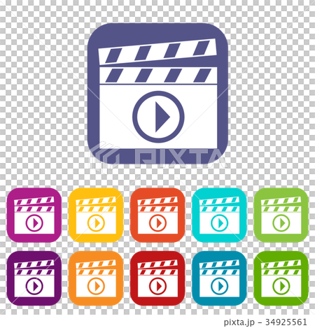 Clapperboard for movie shooting icons set 34925561