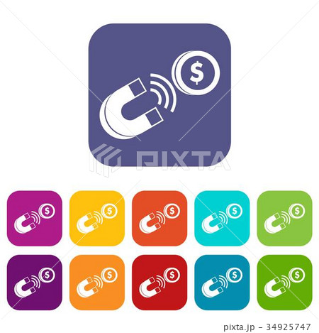Magnet with coin icons set 34925747