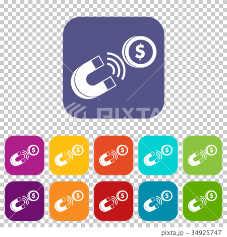 Magnet with coin icons set 34925747