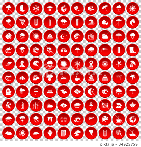 100 weather icons set red 34925759