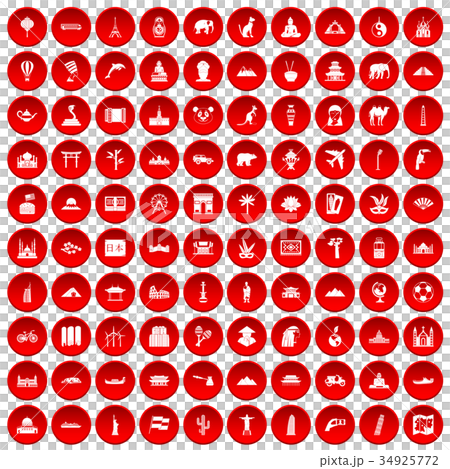 100 world tour icons set red 100 world tour icons set red 34925772