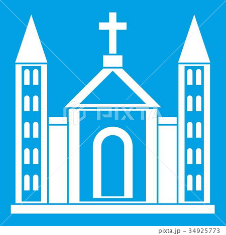 Christian catholic church building icon white 34925773
