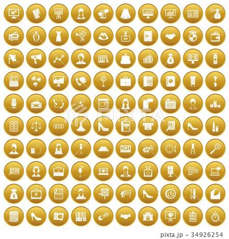 100 business woman icons set gold 100 business woman icons set gold 34926254