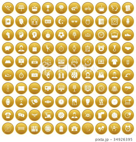 100 clock icons set gold 100 clock icons set gold 34926395