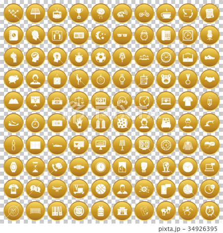100 clock icons set gold 100 clock icons set gold 34926395