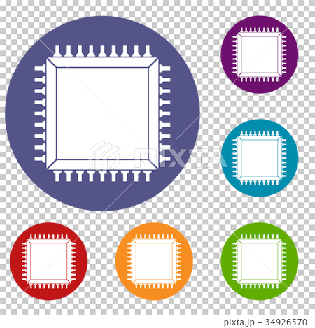 Computer microchip icons set 34926570