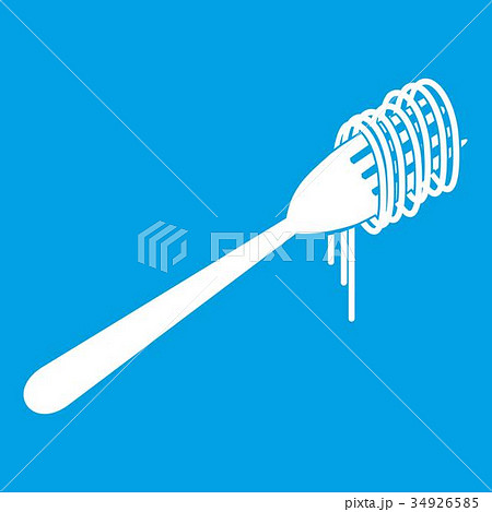 Spaghetti on a fork icon white 34926585