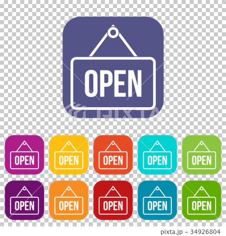 Sign open icons set Sign open icons set 34926804