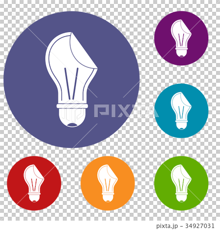 Bulb sticker icons set 34927031