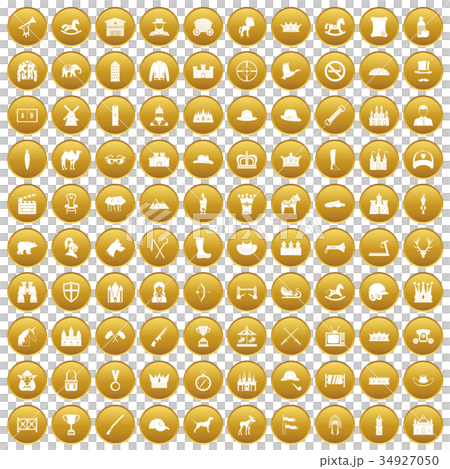 100 horsemanship icons set gold 34927050