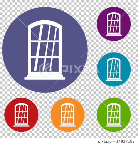 White narrow window icons set 34927192