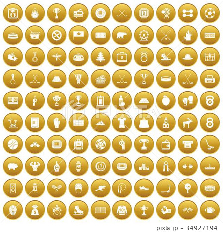 100 hockey icons set gold 100 hockey icons set gold 34927194