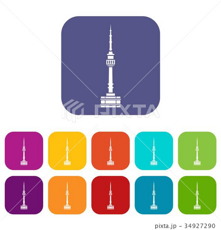 Namsan tower in Seoul icons set Namsan tower in Seoul icons set 34927290