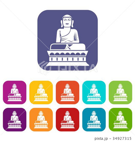 Buddha statue icons set Buddha statue icons set 34927315