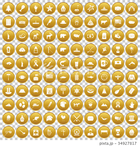100 North America icons set gold 100 North America icons set gold 34927817