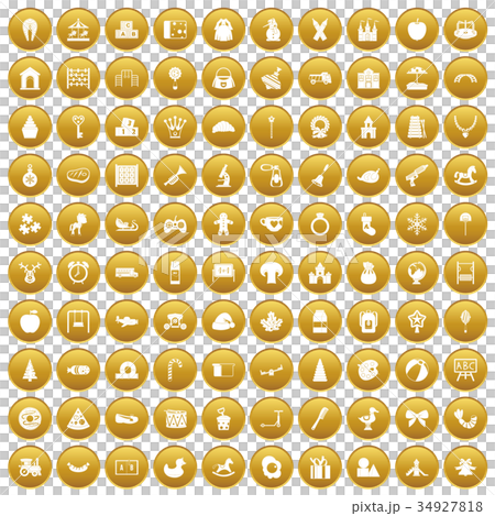 100 nursery school icons set gold 100 nursery school icons set gold 34927818
