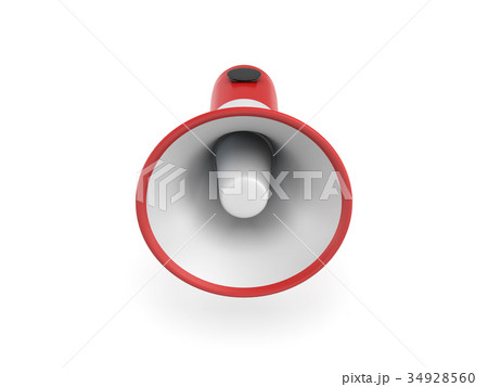 3d rendering of a single red and white megaphone 34928560