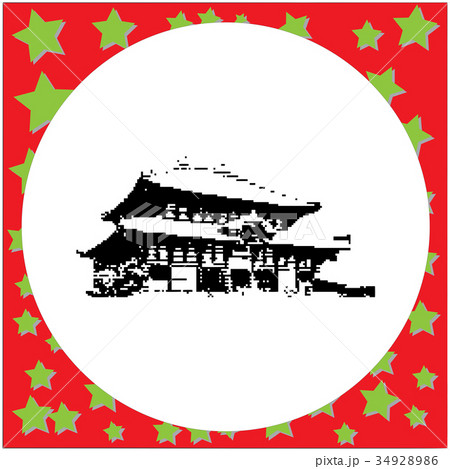black 8-bit Todaiji Temple vector illustration 34928986