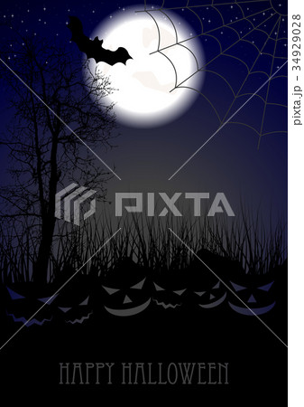 Halloween background with pumpkin silhouettes 34929028