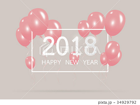 Happy new year 2018 with creative pink balloon Happy new year 2018 with creative pink balloon 34929792
