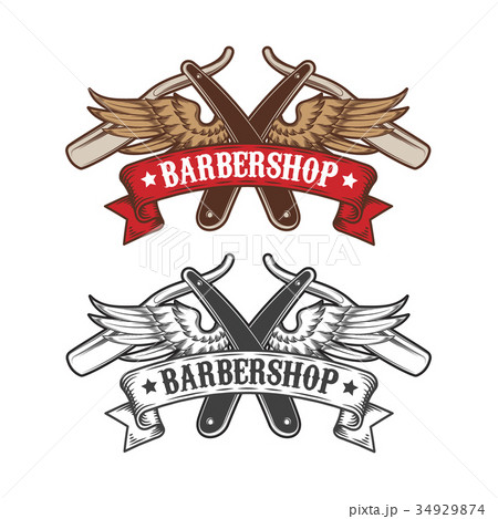 Barber shop equipment illustration engraved style Barber shop equipment illustration engraved style 34929874