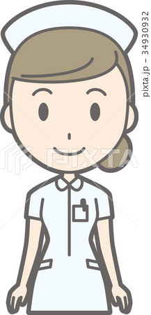 白衣を着た女性看護師が正面を向いているイラストのイラスト素材