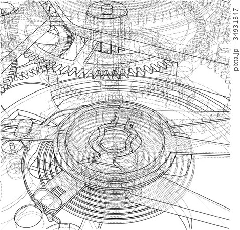 Cogs and Gears of Clock. Vector 34931347