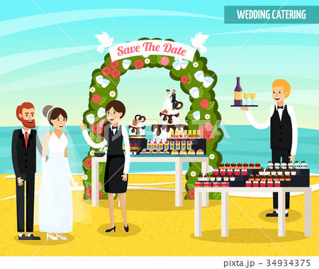 Wedding Catering Orthogonal Flat Composition Wedding Catering Orthogonal Flat Composition 34934375