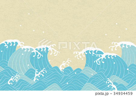 和風の青い波 34934459