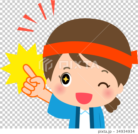 指をさす販売員の女性 34934934