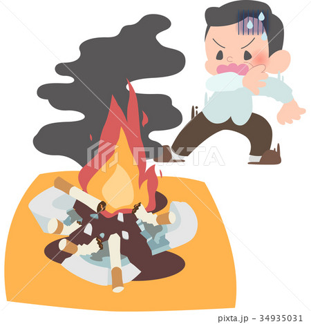 火事に気付くおじさん 34935031