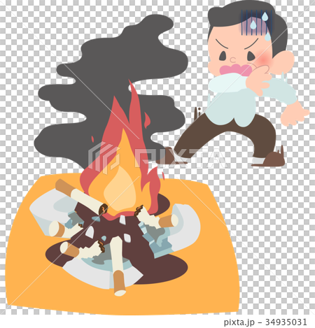 火事に気付くおじさん 34935031