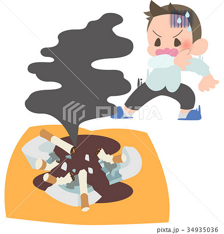 煙に気付く男性 34935036