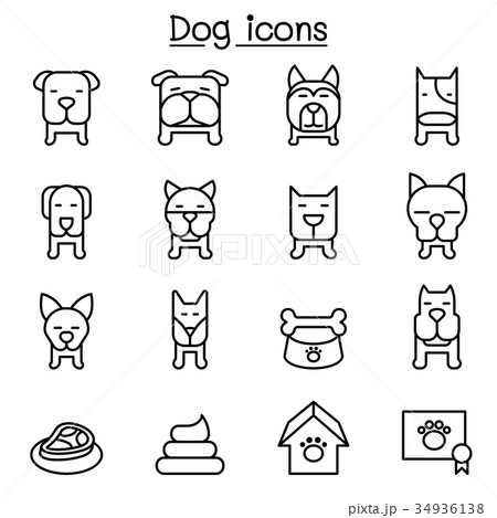 Dog icon set in thin line style Dog icon set in thin line style 34936138