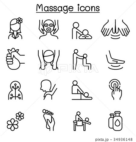 Massage & Spa icon set in thin line style Massage & Spa icon set in thin line style 34936148