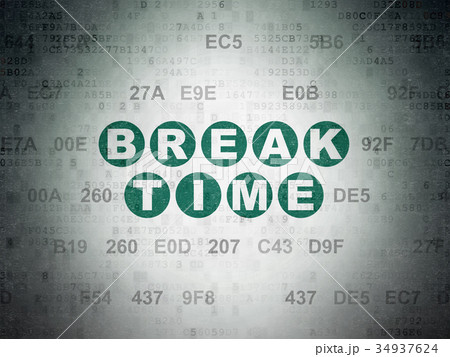 Time concept: Break Time on Digital Data Paper Time concept: Break Time on Digital Data Paper 34937624