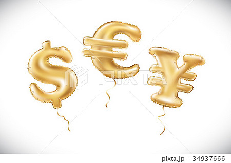vector Gold dollar euro yen symbol balloon 34937666