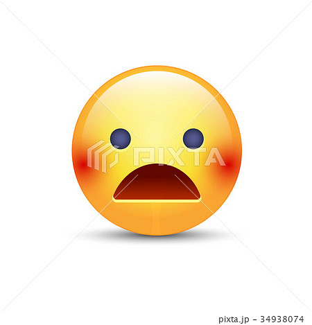 Scared face with Open Mouth. Frightened emoticon 34938074